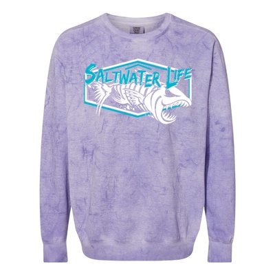 Saltwater Life Fish Skeleton Logo Colorblast Crewneck Sweatshirt