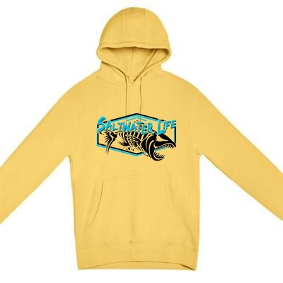 Saltwater Life Fish Skeleton Logo Premium Pullover Hoodie