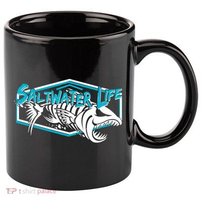 Saltwater Life Fish Skeleton Logo 11oz C Handle Ceramic Mug