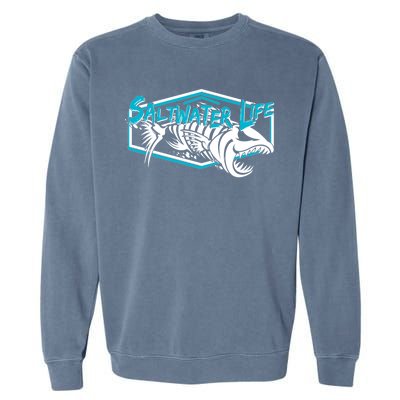 Saltwater Life Fish Skeleton Logo Garment-Dyed Sweatshirt