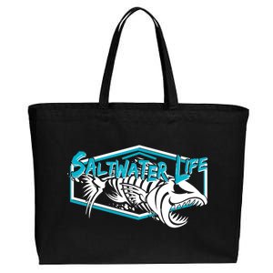 Saltwater Life Fish Skeleton Logo Cotton Canvas Jumbo Tote