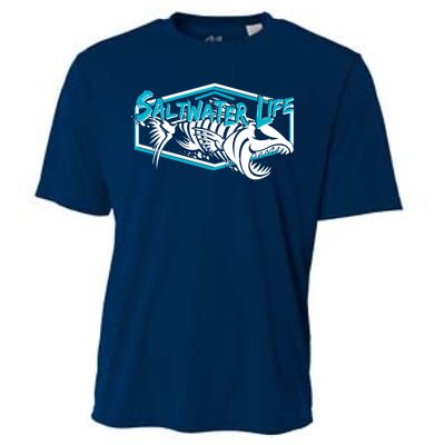 Saltwater Life Fish Skeleton Logo Cooling Performance Crew T-Shirt