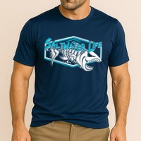 Saltwater Life Fish Skeleton Logo Performance Shirt