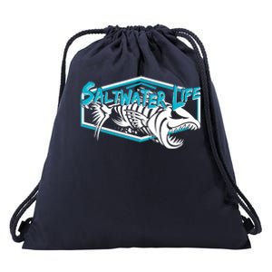 Saltwater Life Fish Skeleton Logo Drawstring Bag