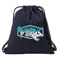 Saltwater Life Fish Skeleton Logo Drawstring Bag