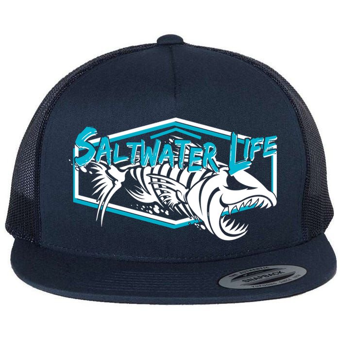 Saltwater Life Fish Skeleton Logo Flatbill Hat