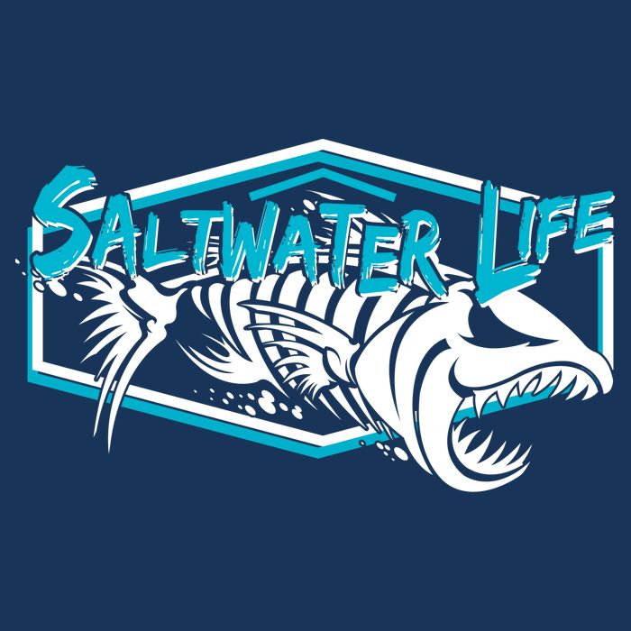 Saltwater Life Fish Skeleton Logo Flatbill Hat