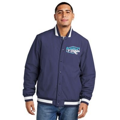 Saltwater Life Fish Skeleton Logo Insulated Varsity Jacket