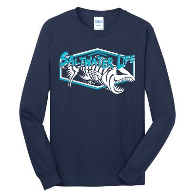 Saltwater Life Fish Skeleton Logo Tall Long Sleeve T-Shirt