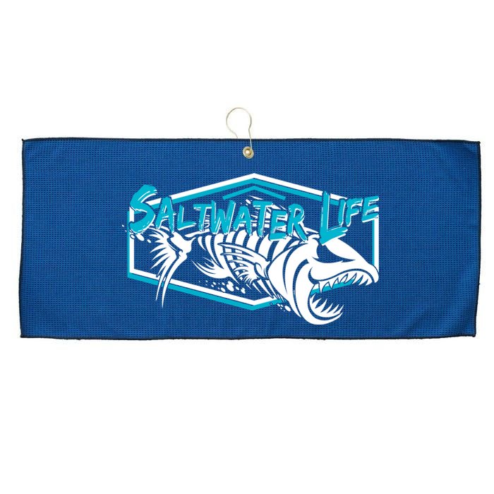 Saltwater Life Fish Skeleton Logo Large Microfiber Waffle Golf Towel