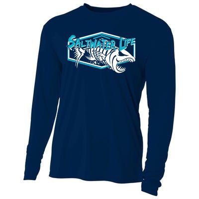 Saltwater Life Fish Skeleton Logo Cooling Performance Long Sleeve Crew