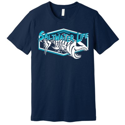 Saltwater Life Fish Skeleton Logo Premium T-Shirt