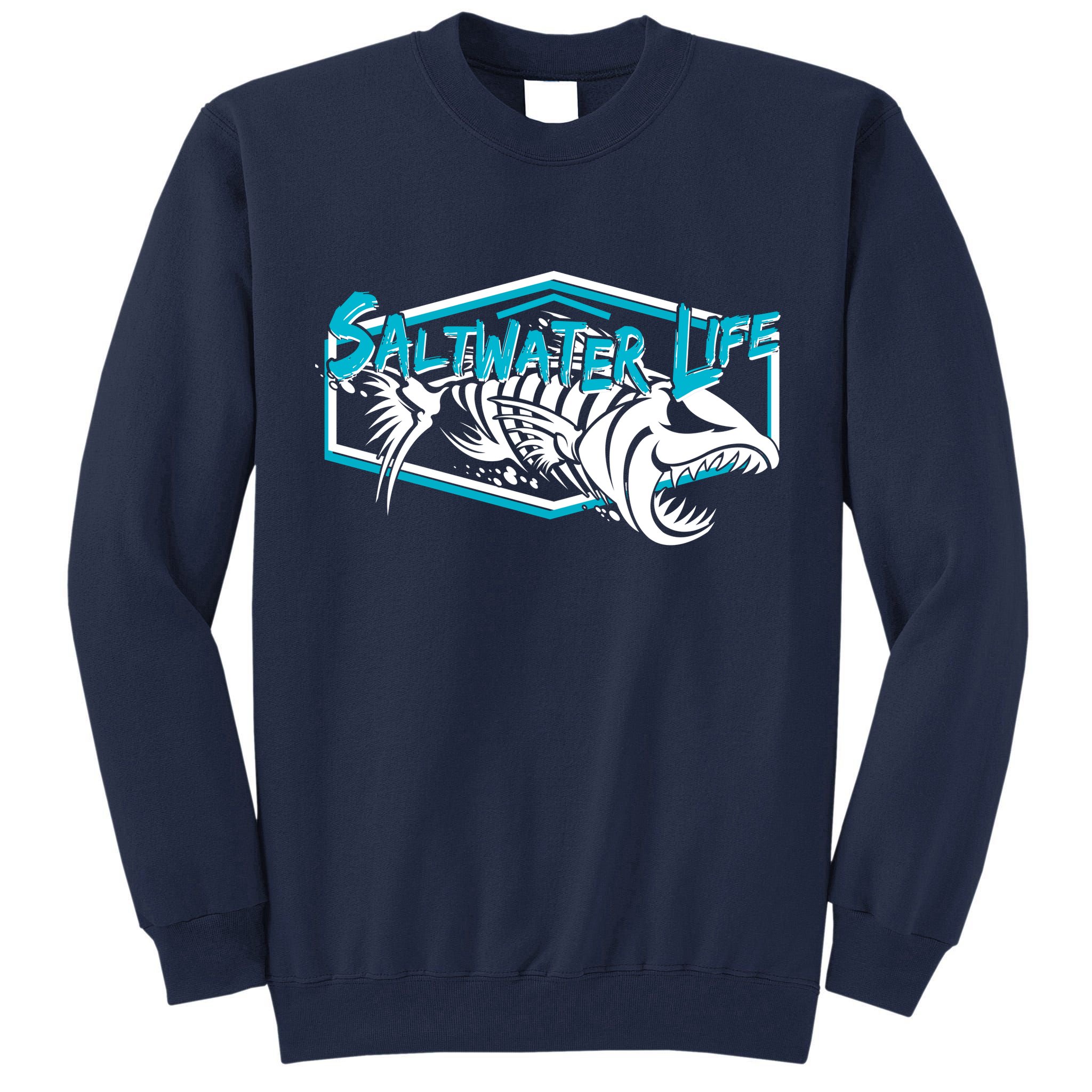 Saltwater Life Fish Skeleton Logo Tall Sweatshirt