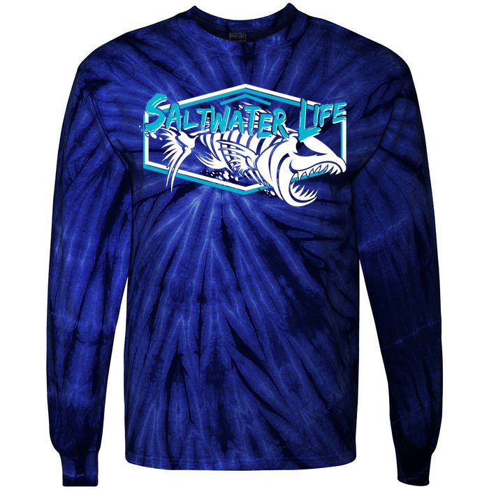 Saltwater Life Fish Skeleton Logo Tie-Dye Long Sleeve Shirt