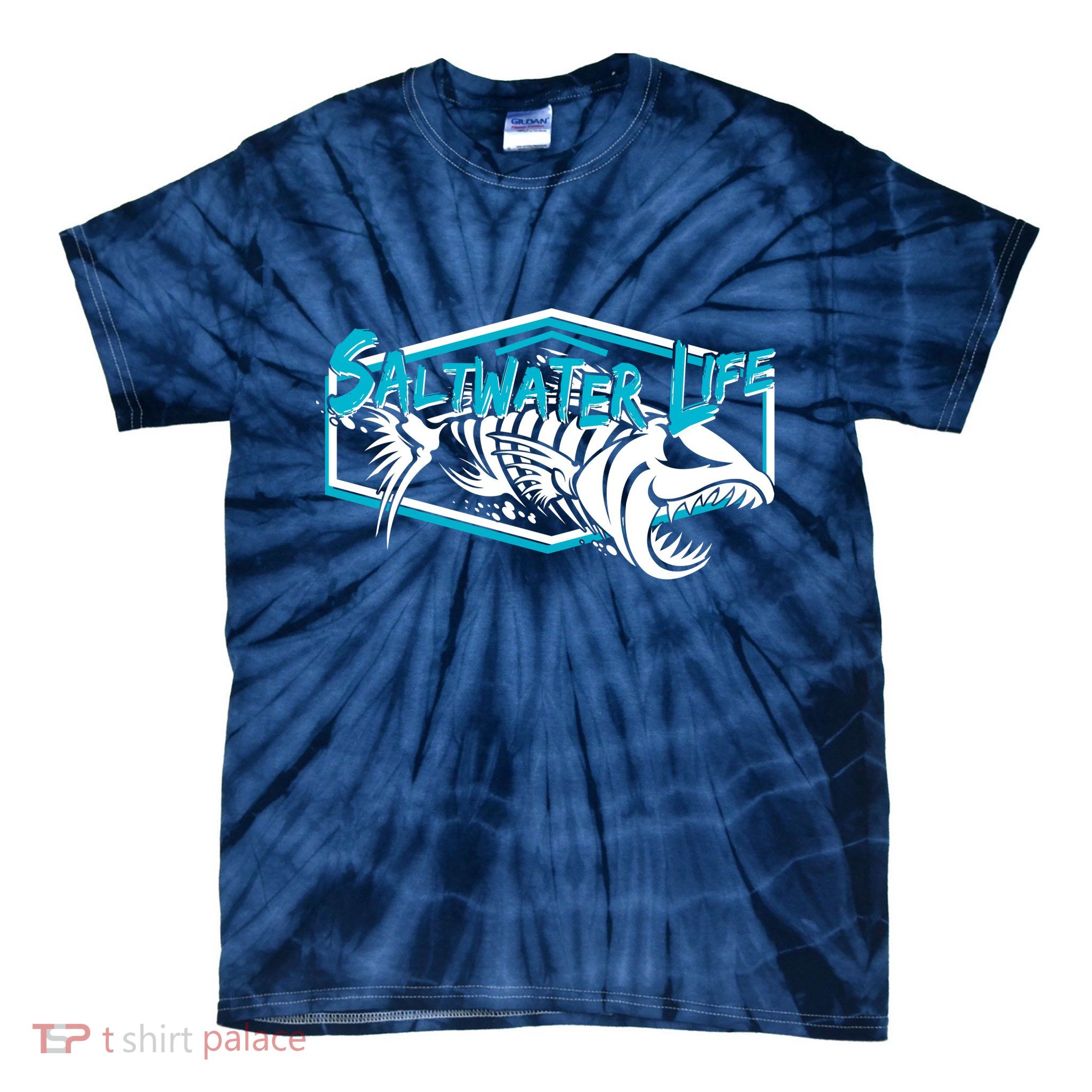 Saltwater Life Fish Skeleton Logo Tie-Dye T-Shirt