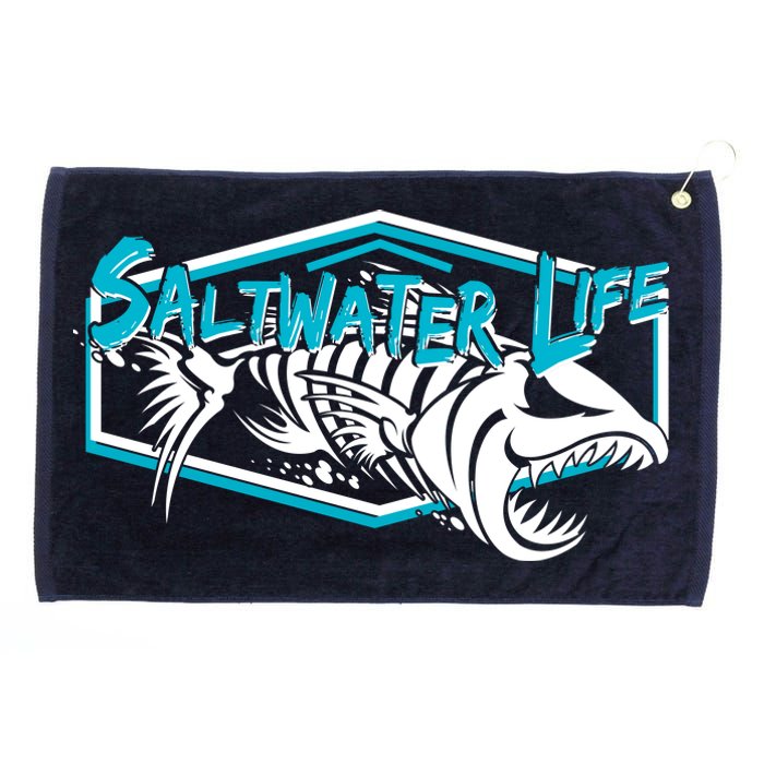 Saltwater Life Fish Skeleton Logo Grommeted Golf Towel