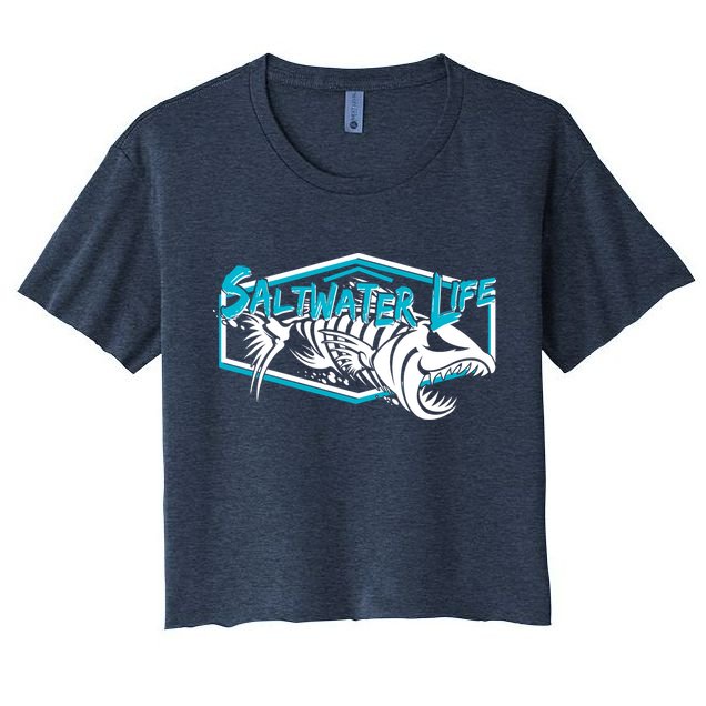 Saltwater Life Fish Skeleton Logo Crop Top