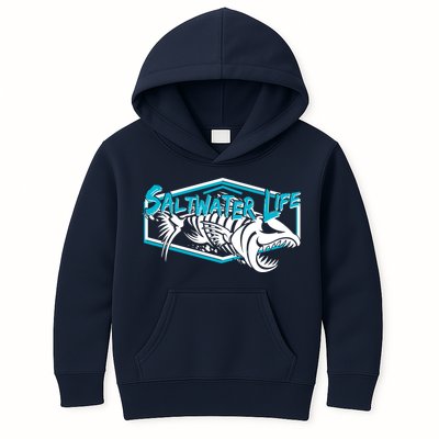 Saltwater Life Fish Skeleton Logo Kids Hoodie
