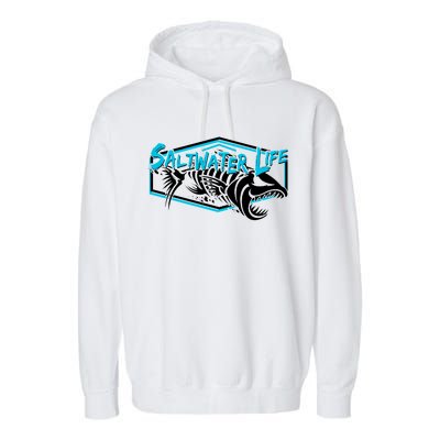 Saltwater Life Fish Skeleton Logo Garment-Dyed Fleece Hoodie