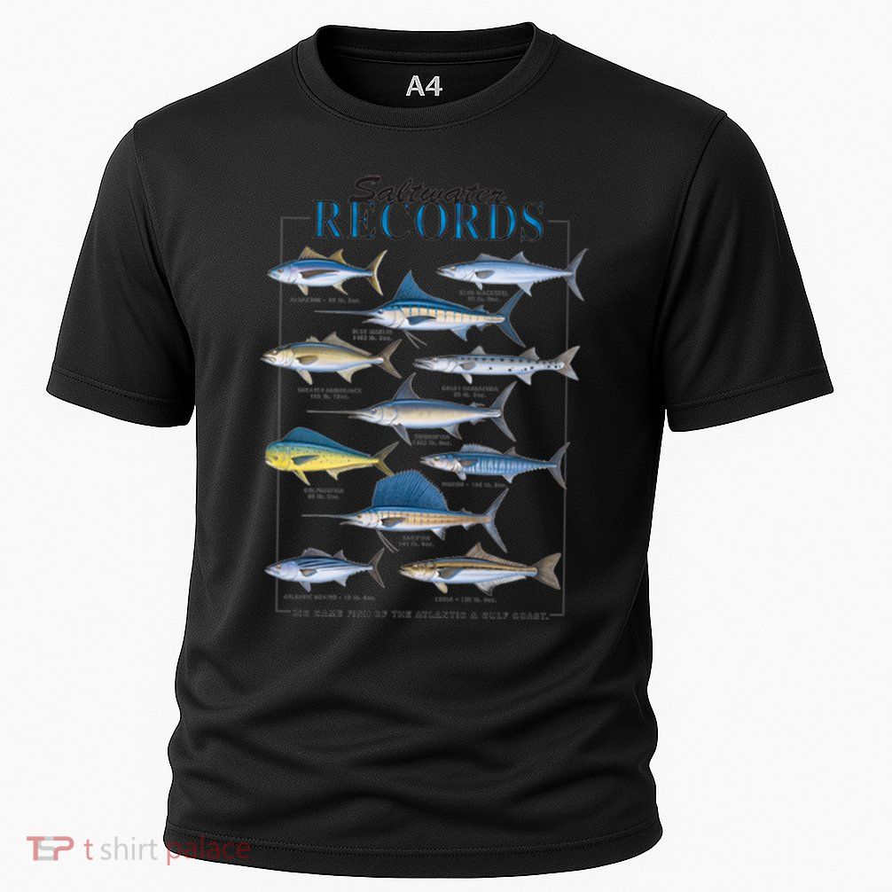 Saltwater Records Fish Of The Atlantic & Gulf Coast sailfish Cooling Performance Crew T-Shirt