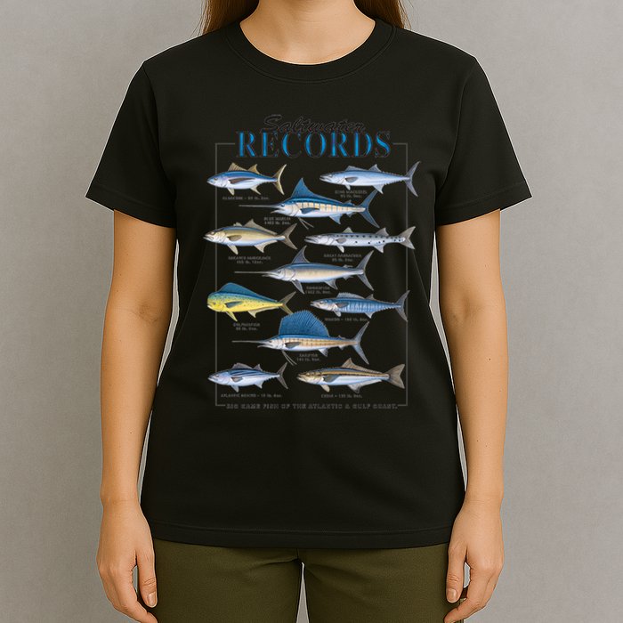 Saltwater Records Fish Of The Atlantic & Gulf Coast sailfish T-Shirt