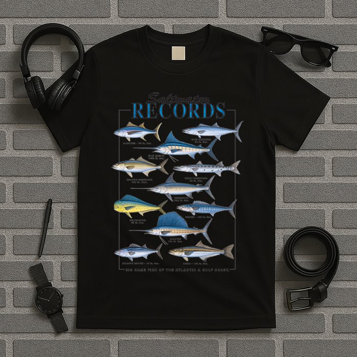 Saltwater Records Fish Of The Atlantic & Gulf Coast sailfish T-Shirt