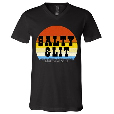 SALTY AND LIT  V-Neck T-Shirt