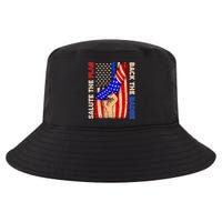 Salute The Flag Back The Badge American Thin Blue Line Cool Comfort Performance Bucket Hat