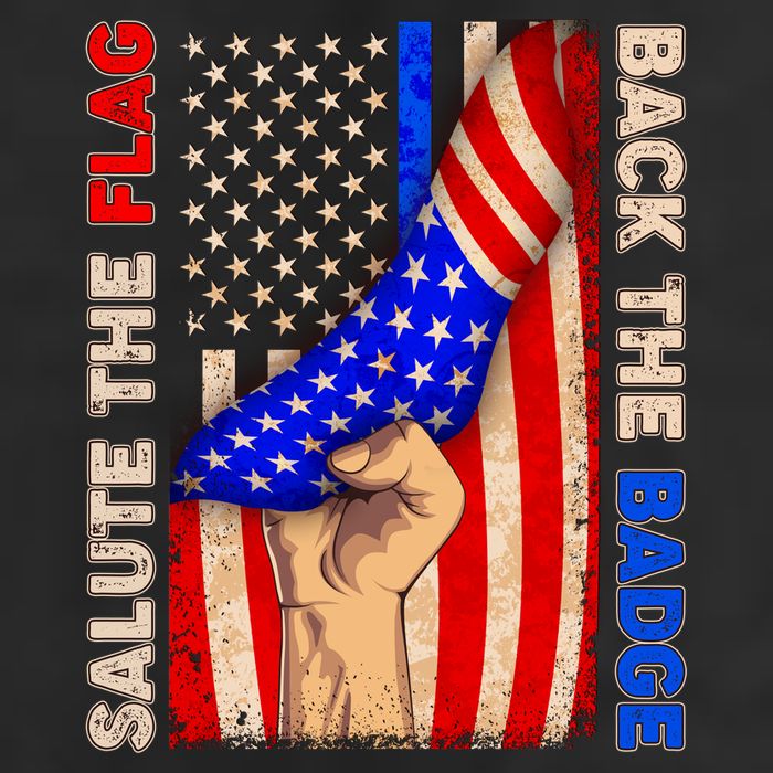 Salute The Flag Back The Badge American Thin Blue Line Cool Comfort Performance Bucket Hat