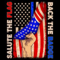 Salute The Flag Back The Badge American Thin Blue Line Flexfit Unipanel Trucker Cap