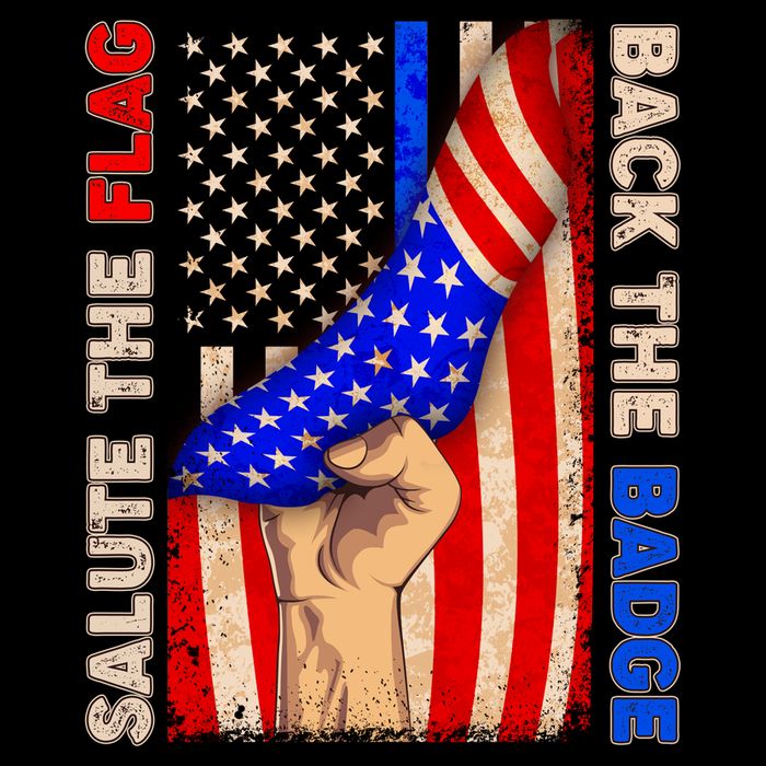 Salute The Flag Back The Badge American Thin Blue Line Flexfit Unipanel Trucker Cap