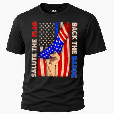 Salute The Flag Back The Badge American Thin Blue Line Performance Shirt