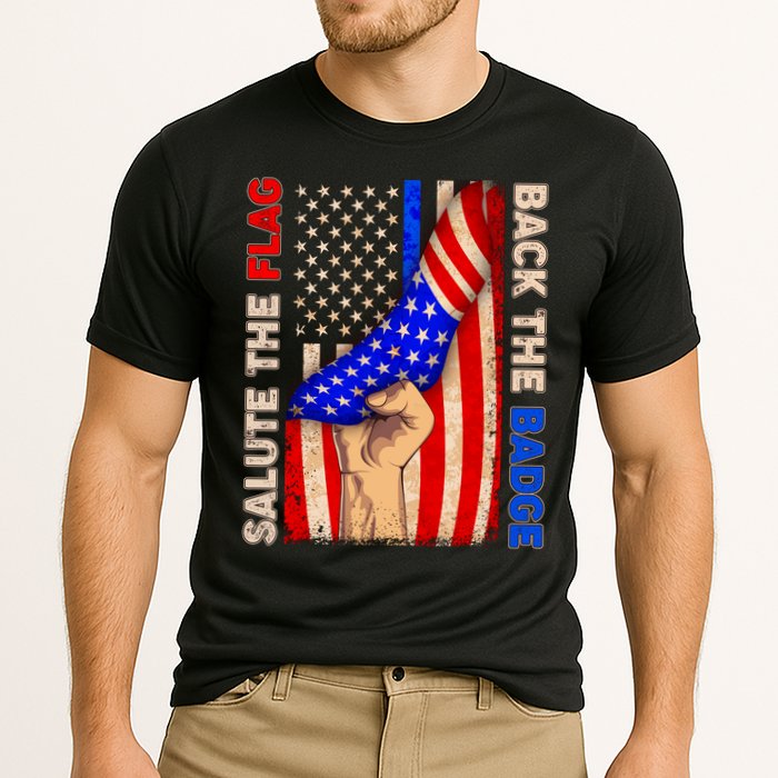 Salute The Flag Back The Badge American Thin Blue Line Cooling Performance Crew T-Shirt