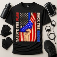 Salute The Flag Back The Badge American Thin Blue Line Cooling Performance Crew T-Shirt