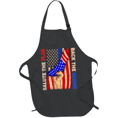 Salute The Flag Back The Badge American Thin Blue Line Apron