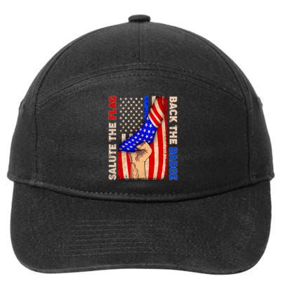 Salute The Flag Back The Badge American Thin Blue Line 7-Panel Snapback Hat