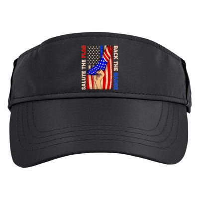 Salute The Flag Back The Badge American Thin Blue Line Adult Drive Performance Visor