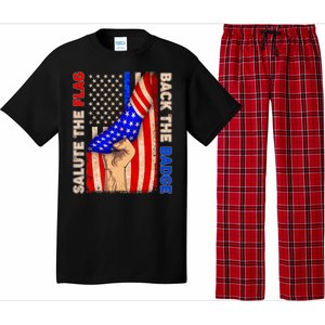 Salute The Flag Back The Badge American Thin Blue Line Pajama Set