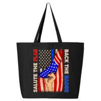 Salute The Flag Back The Badge American Thin Blue Line 25L Jumbo Tote
