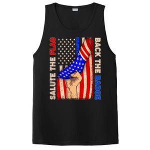 Salute The Flag Back The Badge American Thin Blue Line PosiCharge Competitor Tank