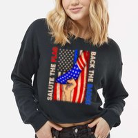 Salute The Flag Back The Badge American Thin Blue Line Cropped Pullover Crew
