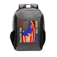 Salute The Flag Back The Badge American Thin Blue Line Vector Backpack