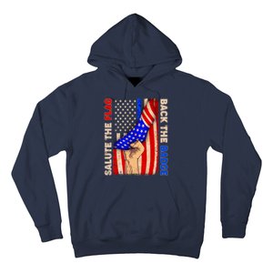 Salute The Flag Back The Badge American Thin Blue Line Hoodie