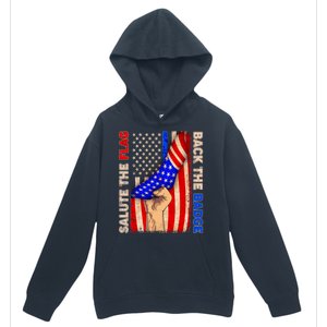 Salute The Flag Back The Badge American Thin Blue Line Urban Pullover Hoodie