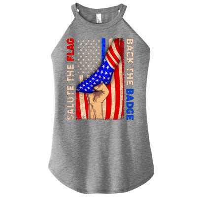 Salute The Flag Back The Badge American Thin Blue Line Women’s Perfect Tri Rocker Tank