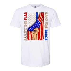 Salute The Flag Back The Badge American Thin Blue Line Softstyle CVC T-Shirt