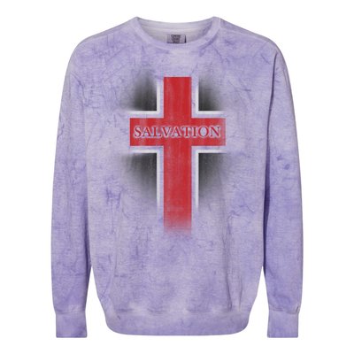 Salvation Christian Cross Colorblast Crewneck Sweatshirt