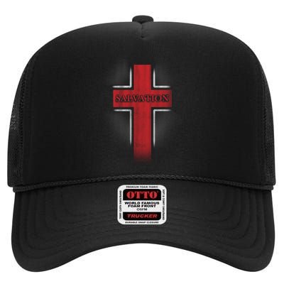 Salvation Christian Cross High Crown Mesh Back Trucker Hat