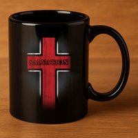 Salvation Christian Cross 11oz C Handle Ceramic Mug