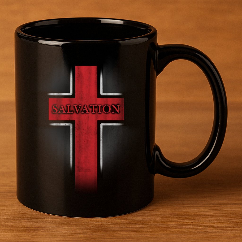 Salvation Christian Cross 11oz C Handle Ceramic Mug